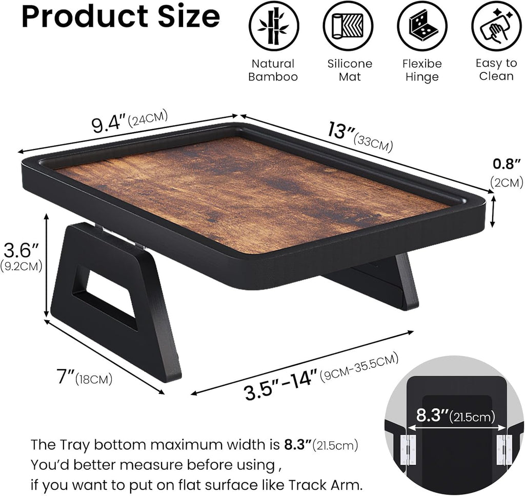 Wooden Wood Couch Arm Tray,Folding Sofa Armrest Table - Image 2