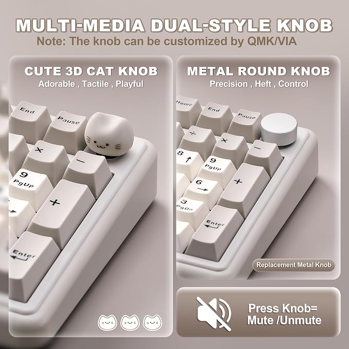YUNZII B98 PRO 96% Wireless Mechanical Keyboard(Beige, Candy Switch) | QMK/VIA, with Numpad, Dual-Style Knob Design, Creamy Pre-Lubed Switches, Hot Swap, Gasket Mount, RGB for Gaming/Win/Mac - Image 8