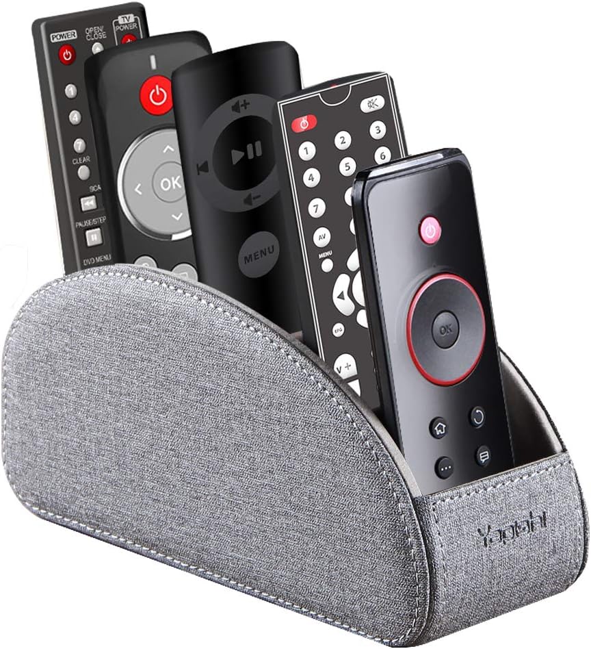 Pu Leather TV Remote Control Holder with 5 Compartments,Remote Caddy/Tray by YAPISHI