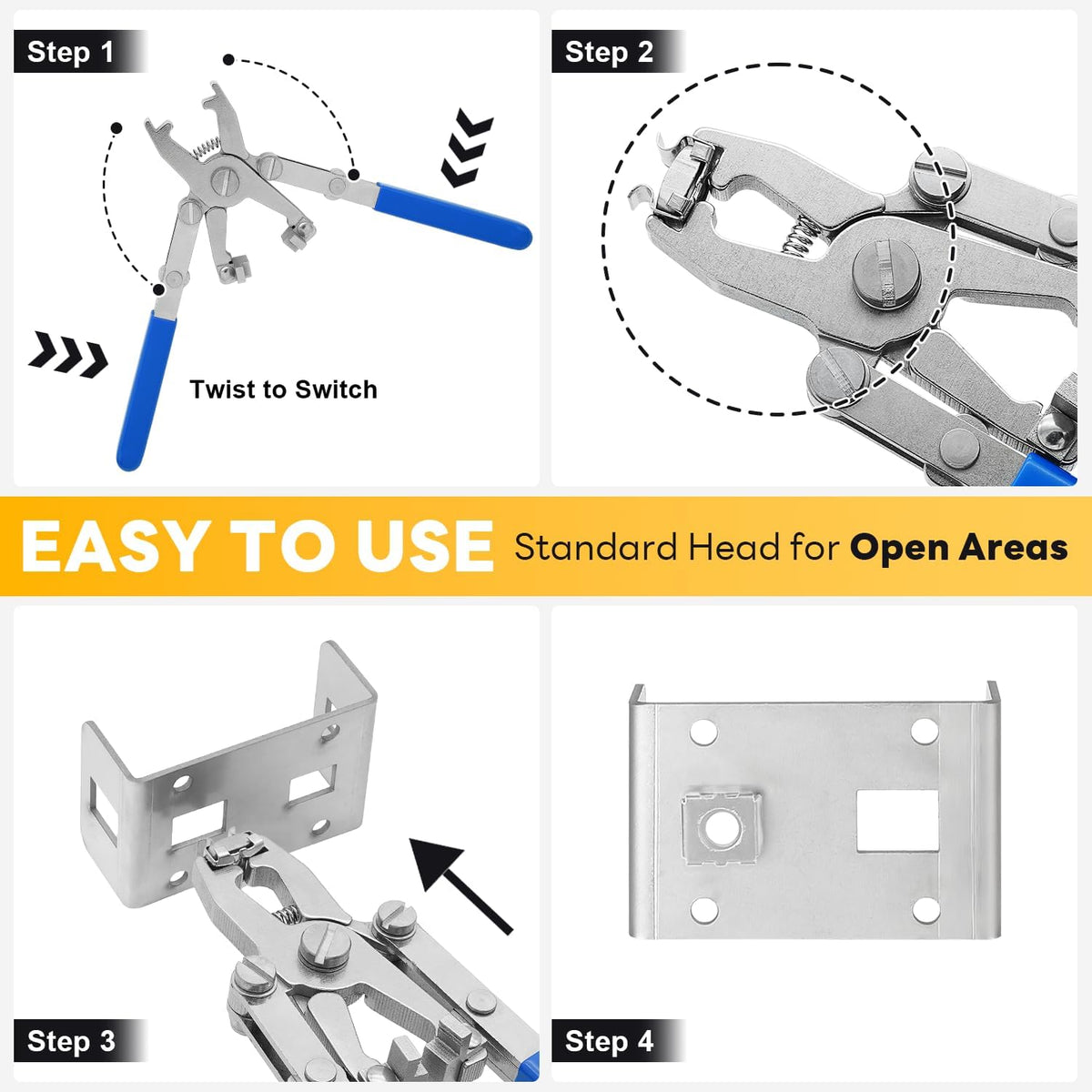 Rotable Dual Head Cage Nut Tool Kit with 10 Sets M6 Silver Rack Mount Screws - Screw Install and Remove Tool for M4 M5 M6 M8 M10 - Screw Tool Kit for Server Rack, Network Cabinet, Data Center(Blue) - Image 4