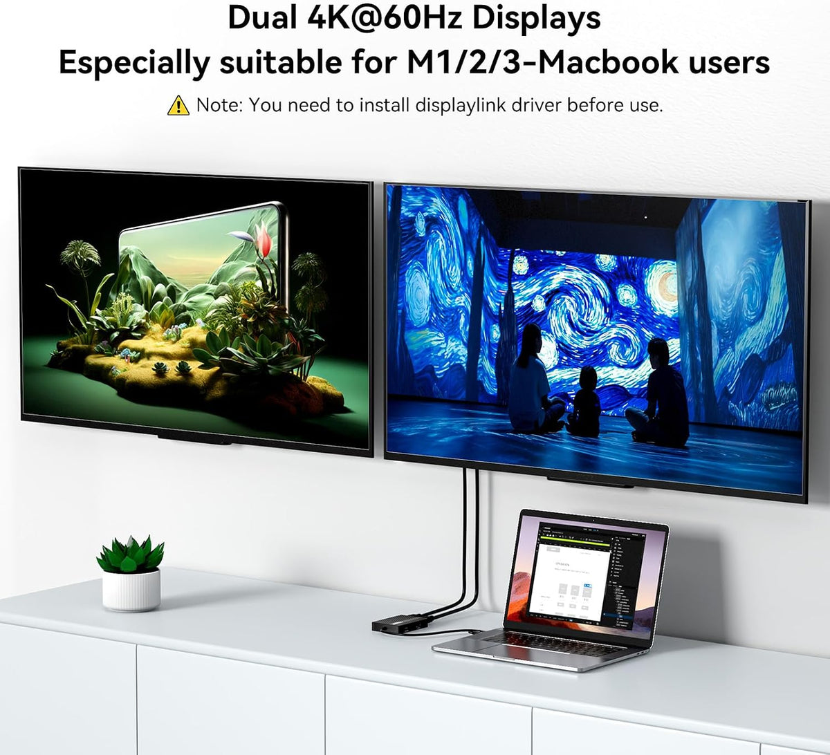 ACASIS USB C to Dual HDMI DisplayLink Adapter for Mac M1/M2/M3/M4/Windows - Image 3