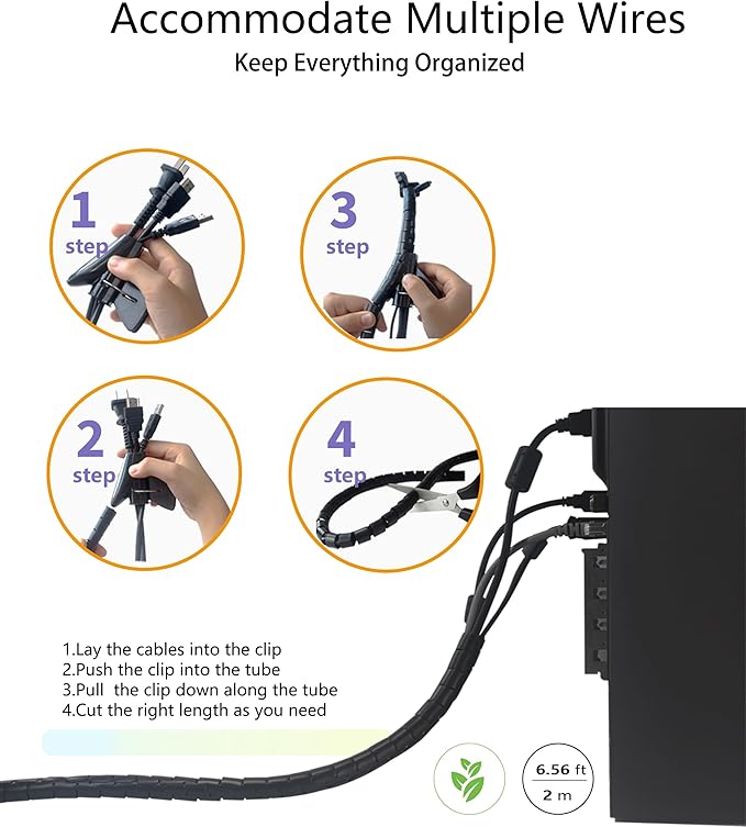 6 Pack Desk Grommet 2 Inch (50 mm) Bi-Metal Hole Saw Kit | with Cord Wrap Coiled Tube Management,2 m Cable Sleeve Organizer with Table Hole Cover - Image 7