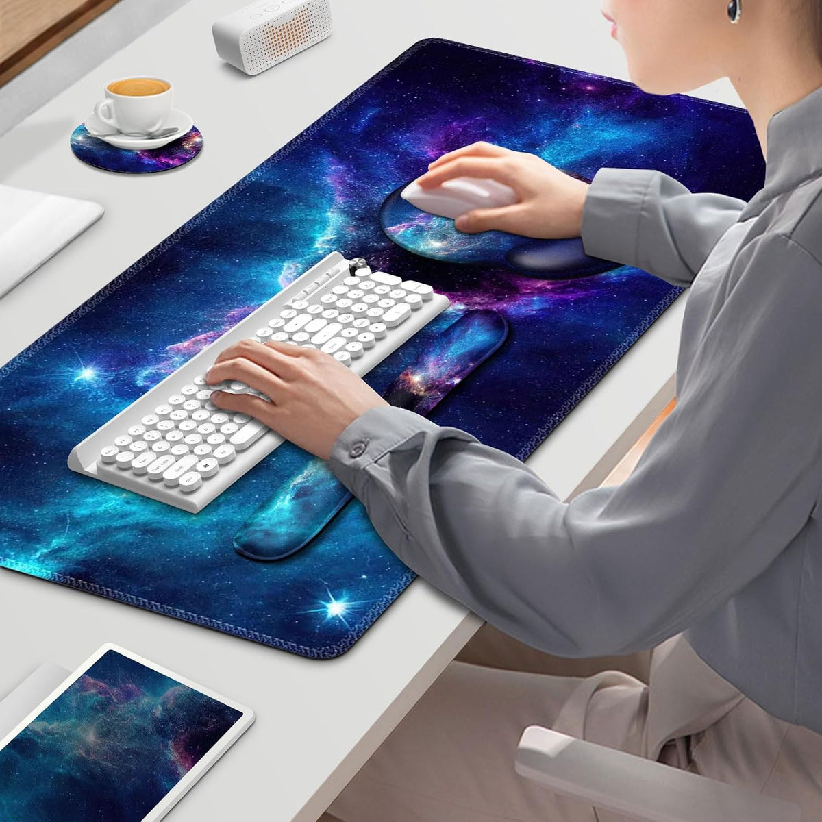 Mouse Pad, 4in1 Mousepad + Keyboard Wrist Rest+Mouse Wrist Rest+Coaster Set - Image 7