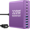 320W USB C Charger Block, MGRNPONY 10-Port GaN USB C Charging Station | PD 65W Laptop Fast Charger Adapter for MacBook Pro/Air, DELL, iPad, iPhone, Samsung Galaxy（Purple） by MGRNPONY