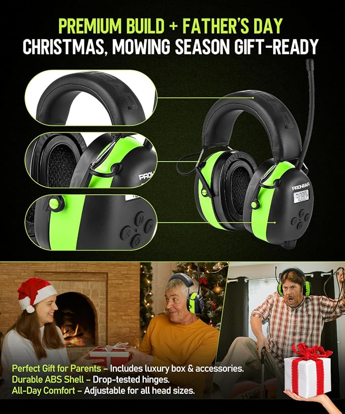 PROHEAR 033 Gel Ear Pads AM FM Bluetooth Radio Headphones - More Soft Comfort - USB C Rechargeable 1500mAh Battery - 31dB SNR - 58Hrs Playtime - Hearing Protection for Mowing Lawn, Gifts for Father - Image 6