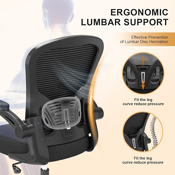 Office Chair|Ergonomic Desk Chairs (Pack of 2) | Flip-up Armrests,Mesh Computer Chair,High Back,Comfy Work,Adjustable Lumbar Support - Image 8