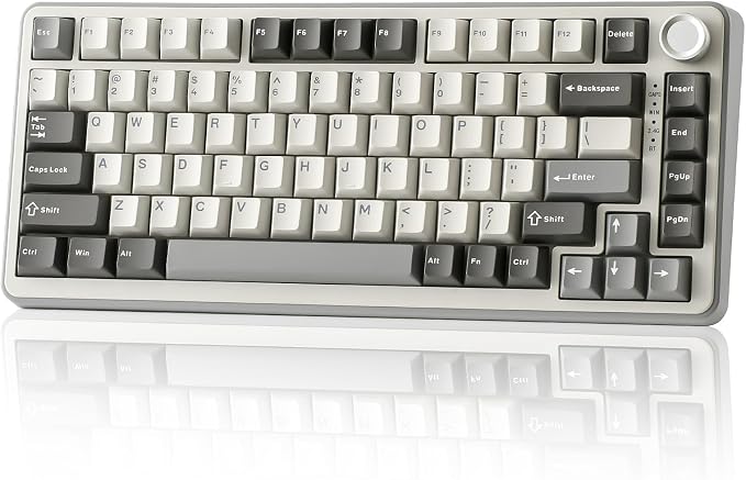 YUNZII B75 PRO 75% Wireless Mechanical Keyboard (Grey,Milk Switch) | Hot Swap Keyboard with Knob, Gasket Mount, Creamy Pre-lubed Switch for Smooth Typing, BT/USB-C/2.4G, for Gaming by YUNZIIMECHANICALKEYBOARD