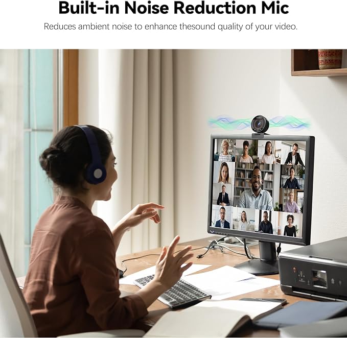 2K AI Webcam USB 3.0 with HDR 8X Digital Zoom & Microphone for PC | with Remote Control Plug and Play, Compatible with Zoom, Teams, Skype, Facetime, Meetings for Laptop Desktop Mac - Image 7
