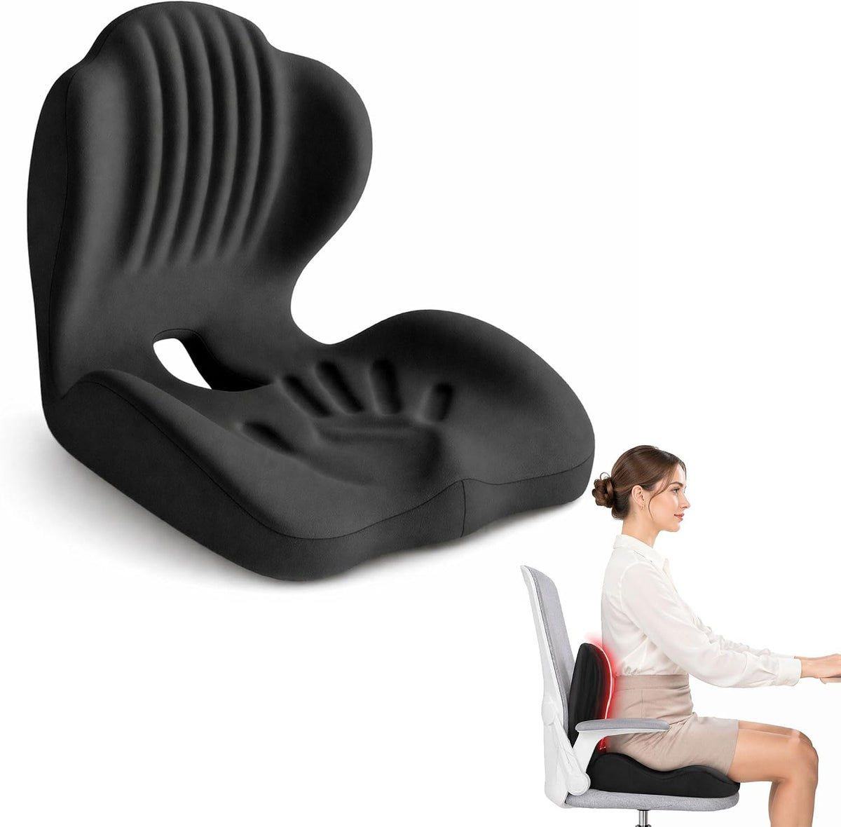 Ergonomic Seat Cushion with Lumbar Support, Memory Foam by TWEJMZU