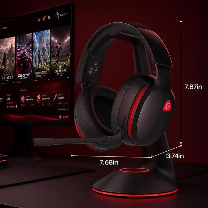 AOC 2.4GHz Wireless Gaming Headset for PS5, PS4, PC, Switch, 45Hr, BlackRed | Bluetooth 6.0 Gaming Headphones with Noise Canceling Mic, 7.1 Virtual Surround, Great for Fortnite & Call of Duty/FPS Gamers - Image 9