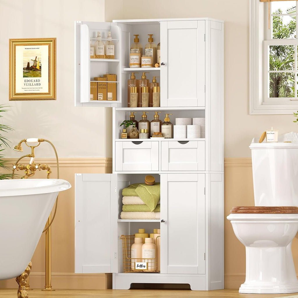 Kitchen Pantry Cabinet with 4 Door Shelves, Tall Storage Cabinet - Image 4