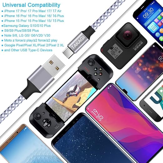 USB C Cable Fast Charging Nylon Braided 3Pack 6ft USB A to Type C Cord | USB C Charger Data Sync Transfer for iPhone 17 Pro Max/17 Air/16 Pro Max/16 Plus/15 Pro/iPad Pro Air Mini Galaxy S20 (White) - Image 7