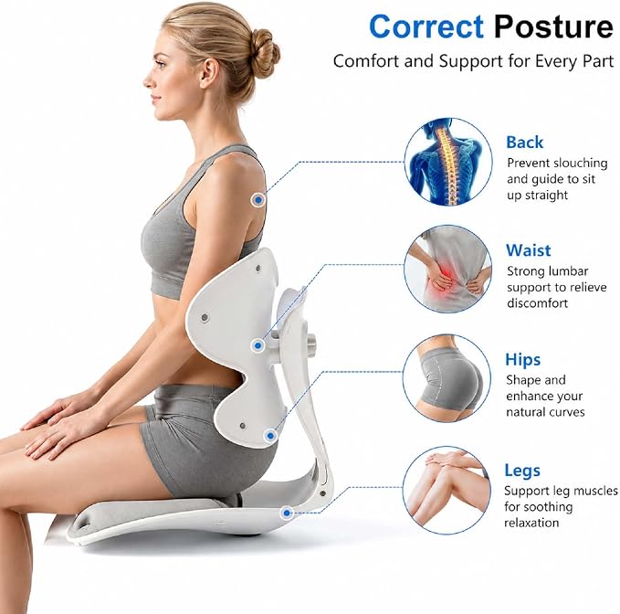 Foldable Adjustable Seat Cushion Back Support for Office Chair (Black) | Ergonomic Lumbar Support, Lower Back Pain Relief, 4-Level Height, Posture Corrector for Long Sitting, Office Home Chair, Car - Image 5