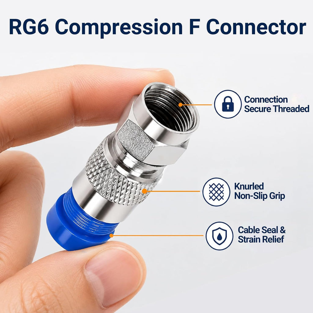 RG6 Compression Connectors 30Packs F-Type Coax Adapter - Image 6