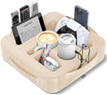 Couch Cup Holder Pillow, Sofa and Bed Caddy for iPad, Kindle, Switch, Game Controller, Remotes, Phones, Small-Sized Cup and Drink Holder for Couch, Bed, Desk, Car, Beach, Bathroom Cup Holder, Khaki by Heyife