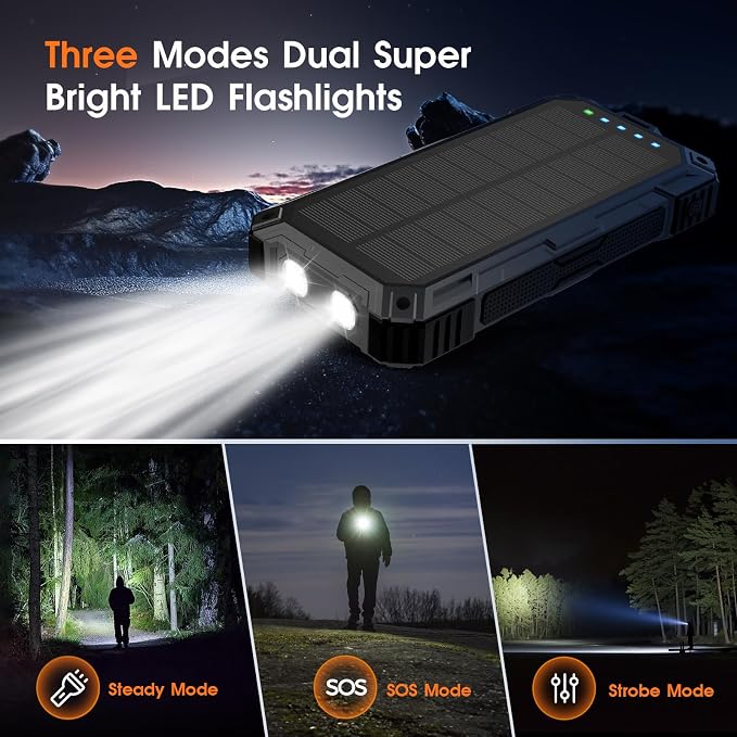 BLASOUL Solar Power Bank,49800mAh Wireless Portable Phone Charger with 4 Built-in Cables,22.5W Fast Charging USB-C in/Output External Battery Pack for iPhone,Android,Perfect for Hiking/Camping - Image 7