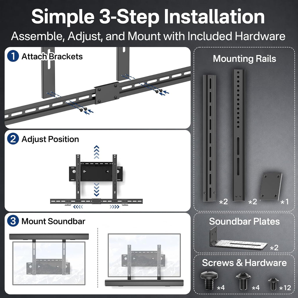Soundbar TV Mount for Samsung, LG, Sony&Vizio Soundbar for 200mm-600mm VESA - Image 6