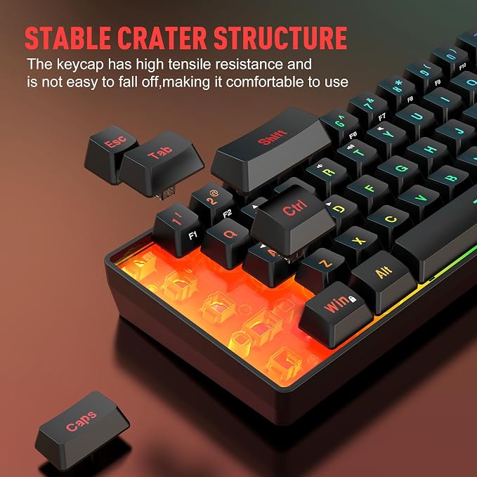 Snpurdiri 60% Wireless Gaming Keyboard and Mouse Combo, Include 2.4G Small Mini 60% Merchanical Feel Keyboard, Ergonomic Design Vertical Feel Wireless Mouse | Include Small Mini 60 Percent Keyboard, Ergonomic Design Vertical Feel Wireless Mouse - Image 6