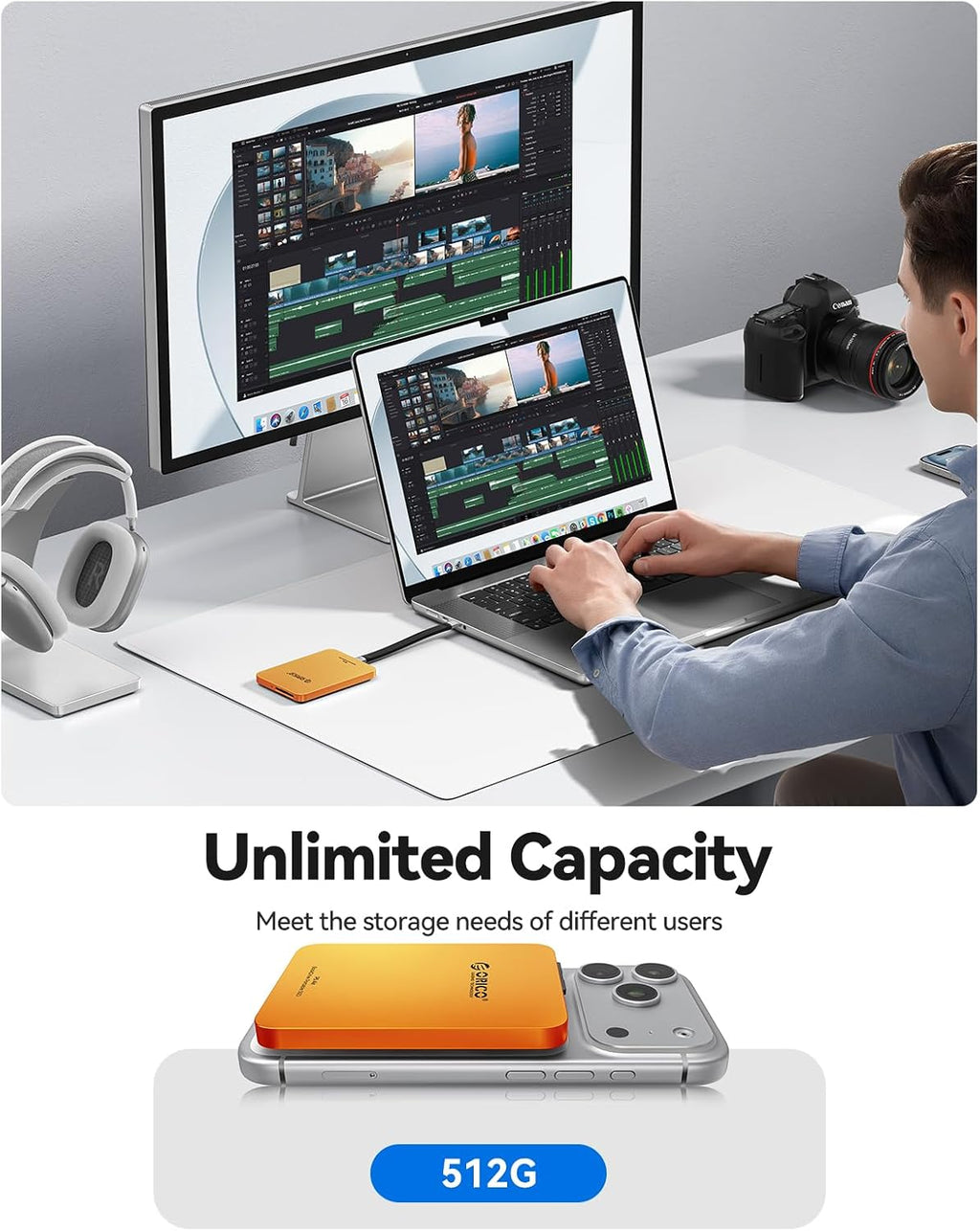 ORICO BookDrive 512GB Magnetic External SSD with SD Card Reader P5Air - Image 4