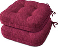Shinnwa Kitchen Chair Cushions Set of 2, Dual-Layer Memory Foam Dining Chair Cushions, Patented Design Seat Pads with Ties, 16.5 x 16.5 x 3.5in, 2 Pack, Burgundy by Shinnwa