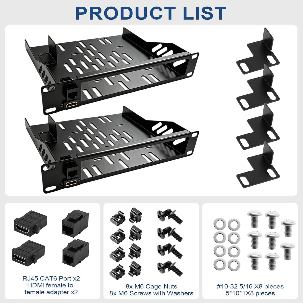 2-Pack 10inch 1U Mini PC Rack Mount Shelf Compatible with Dell Micro OptiPlex MFF Lenovo ThinkCentre HP Desktop Mini with RJ45 CAT6 Port & HDMI Port - Image 4