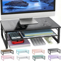 gianotter 2-Tier Metal Monitor Stand Riser | Desk Organizers and Accessories, Desk Organizer for Monitor, Office Desk Storage Organizer for Office Supplies (Black) by gianotter
