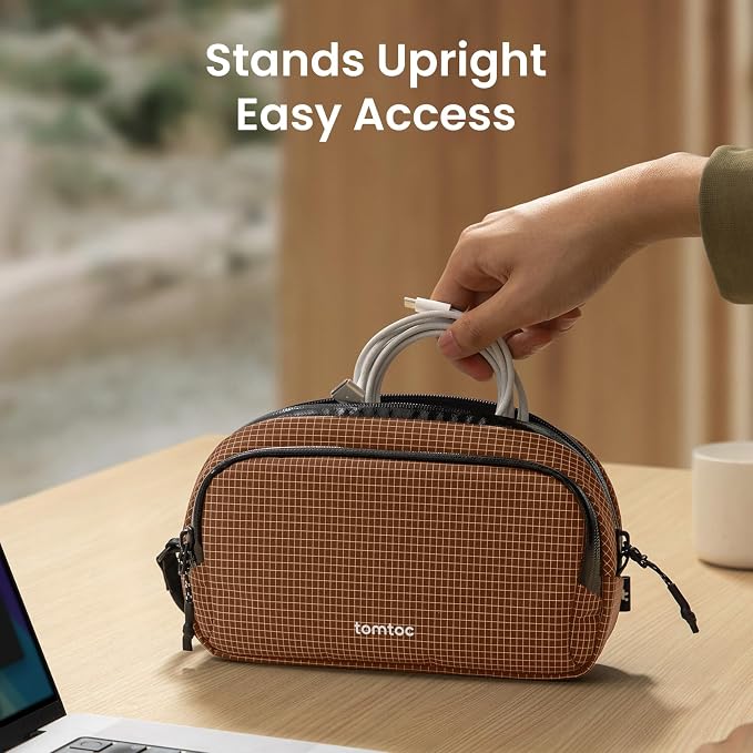tomtoc Electronic Organizer Travel Case Performance, Dual Compartment Bag | Water Resistant Cable Organization Storage for Charger, Cord, Phone, Hard Drive, Power Bank, Accessories Travel Essentials - Image 4