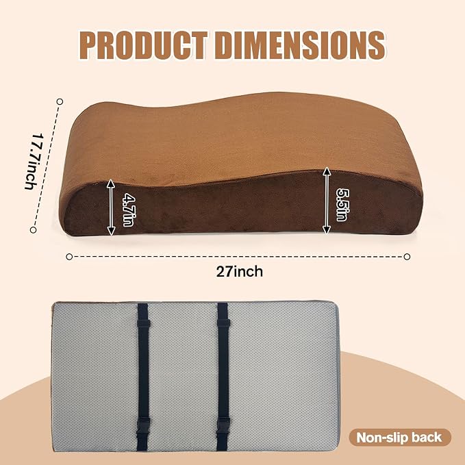 Recliner Neck and Lumbar Support Pillow, 2 in 1 Ergonomic Foam Cushion with Anti-Slip Backing & Adjustable Straps for Chair, Sofa, or Glider - Image 2