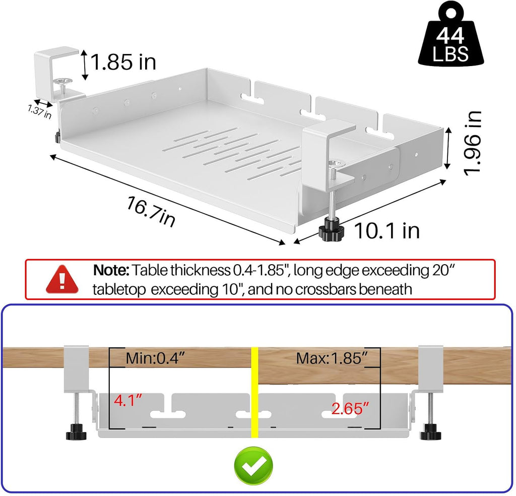 BYMECOST No Drill Under Desk Laptop Mount, Metal Under Desk Storage Shelf - Image 2