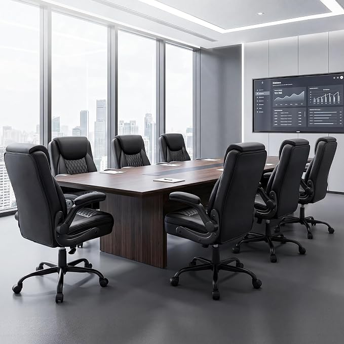 GTPOFFICE Executive Office Chair with Comfortable Lumbar Support, Ergonomic Gaming Chair with Flip-up Armrests & Zoned Pressure-Relief Cushion, Comfy PU Leather Desk Chair, Light Black - Image 11