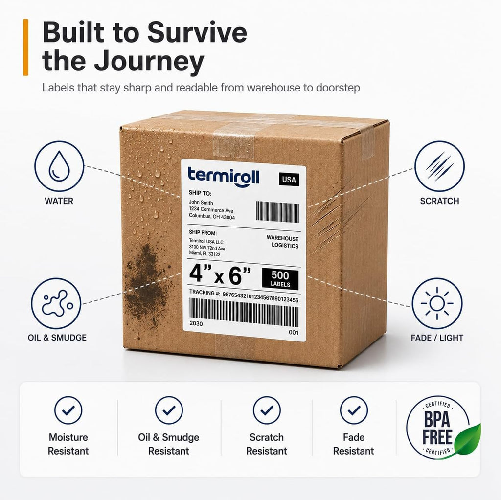 4x6 Thermal Labels 500 Fanfold - Rollo Zebra MUNBYN, Strong Adhesive - Image 4