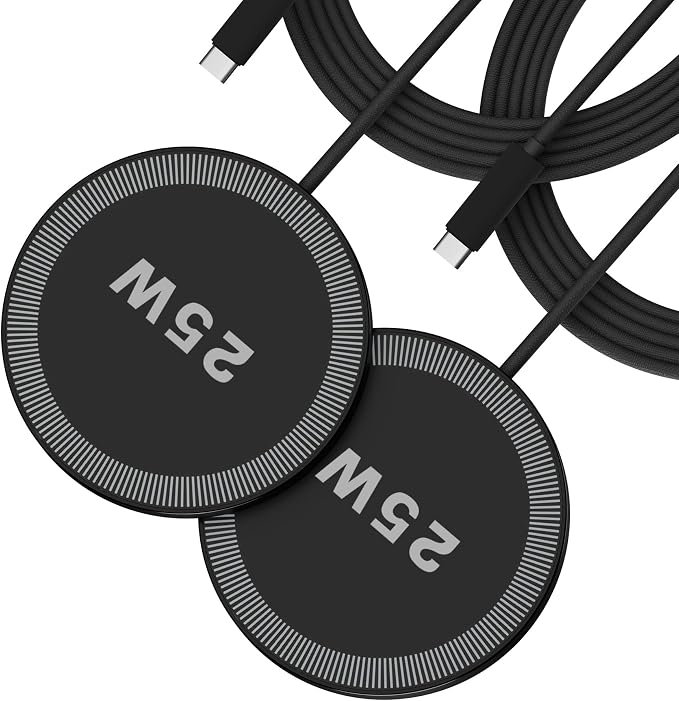25W Magnetic Portable Fast Wireless Charging Pad for Apple iPhone Series | Compatible with iPhone 17 16 15 14 13 12 Pro Max, Google Pixel, Flat Slim for Travel Office Bedside, Black - 2Pack by GETPALS