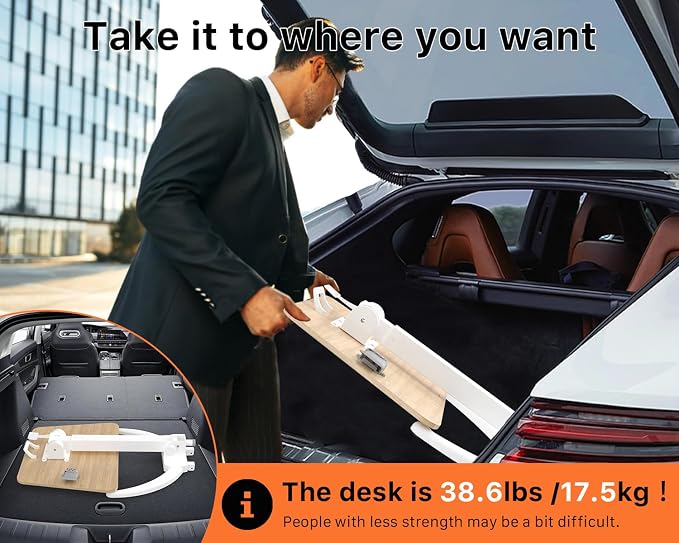 JOY worker Foldable Mobile Standing Desk, 90° Tilt Rolling Laptop Desk, Oak | Tiltable MDF Laptop Desk, Portable Cart with Hidden Wheels & Low Base, Collapsible for Storage, Holds 22lbs, Home Office - Image 7