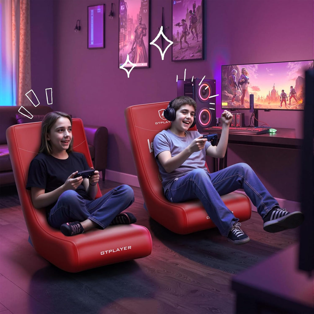 GTPLAYER Gaming Floor Rocking Chair – Rocker Floor Game Chair with Angle Limiter, Stylish Patterned Design, Comfortable Video Game Seat, Red Rugby Boy Pattern - Image 8