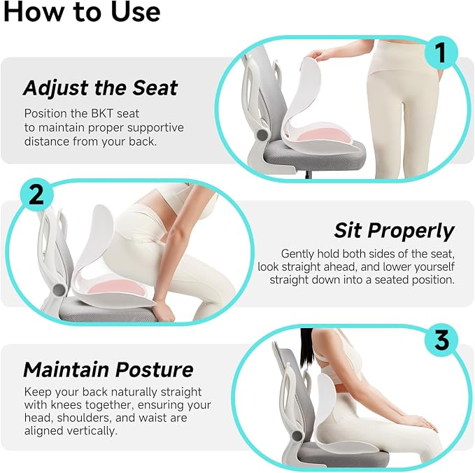 BKT Ergonomic Seat Cushion - Lumbar Support Pillow for Office Chair & Floor | Premium upgraded materials for long sitting. Comfort for students, nursing mothers, office workers and outdoor fishing trips - Image 8