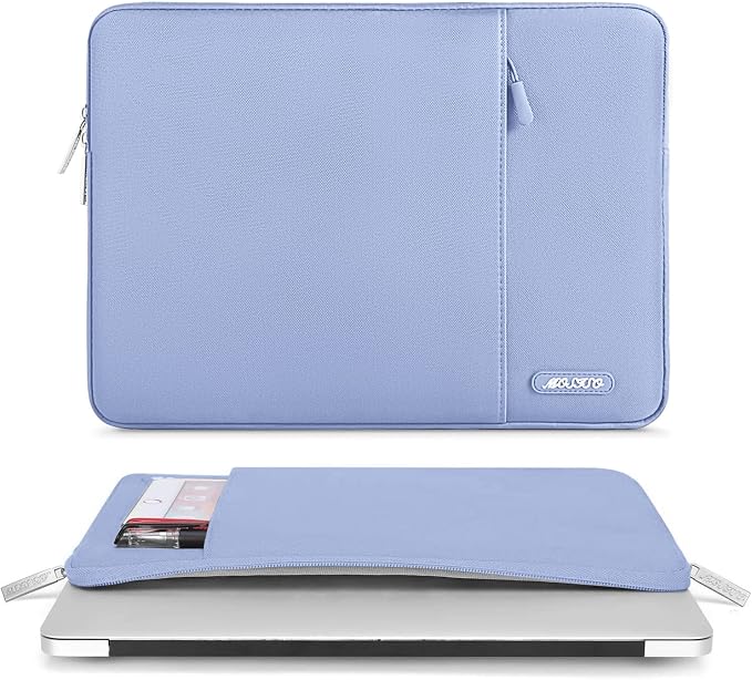 MOSISO Laptop Case 16 inch, 15-15.6 inch Laptop Sleeve Bag with Pocket | Compatible with MacBook Pro 16 M5 M4 M3 M2 M1, HP Acer Dell Lenovo ASUS, Polyester Vertical Computer Bag, Pastel Blue - Image 2