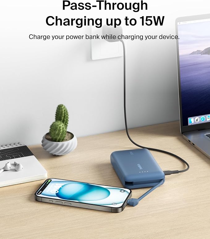 Belkin 10000mAh 20W USB C Power Bank, Portable Charger for iPhone & iPad | Fast Charging, Integrated USB C Cable, Eatra USB C Port, iPhone 17, iPad, Samsung Galaxy S26, Charge 2 Devices - Image 11
