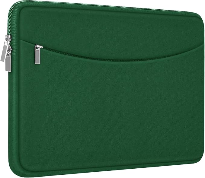 Laptop Case 15.6 inch, Shockproof Protective Laptop Cover Briefcase Carrying Computer Bag with Accessory Pocket, Portable Computer Sleeve Compatible with MacBook, HP, Dell, Lenovo, Asus, Green by ampoock