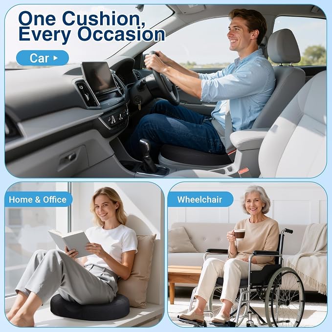 Donut Seat Cushion, Hemorrhoid Pillow, Office Chair Cushion, Gray, Large | Ergonomic Design, Breathable Cover, for Tailbone Pain, Hemorrhoids & Long Sitting Hours, for Home & Office, - Image 7