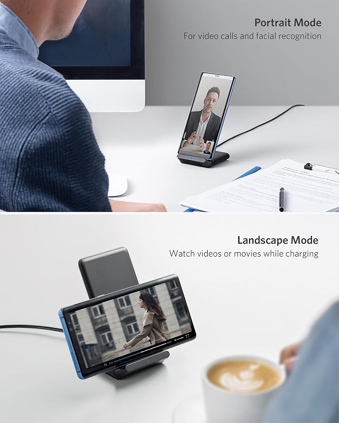 Anker 313 Qi-Certified 10W Max Wireless Charger Stand | Fast Power for iPhone 15 / 14 / 13 / 12 / 11 / X / 8, Galaxy S23 / S22, and More (Micro-USB Cable, Adapter Not Included) - Image 4