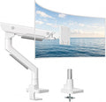 monTEK Heavy-Duty Monitor Arm for 17-57" Ultrawide, 59.4 lbs, White | Pneumatic lift, quick-release VESA 75/100 plate, full motion, clamp/grommet bases and hidden cable routing by monTEK