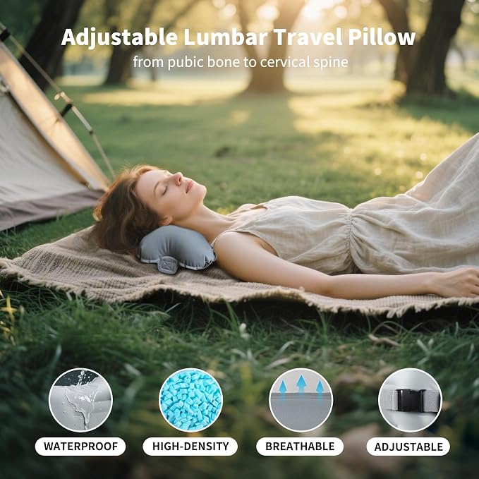 Mixtrend Travel Lumbar Pillow Inflatable Lumbar Support Pillow with Memory Foam, Back Support Pillow for Airplane Long Flight, Essential Travel Support Pillow for Women Men Kids - Image 9