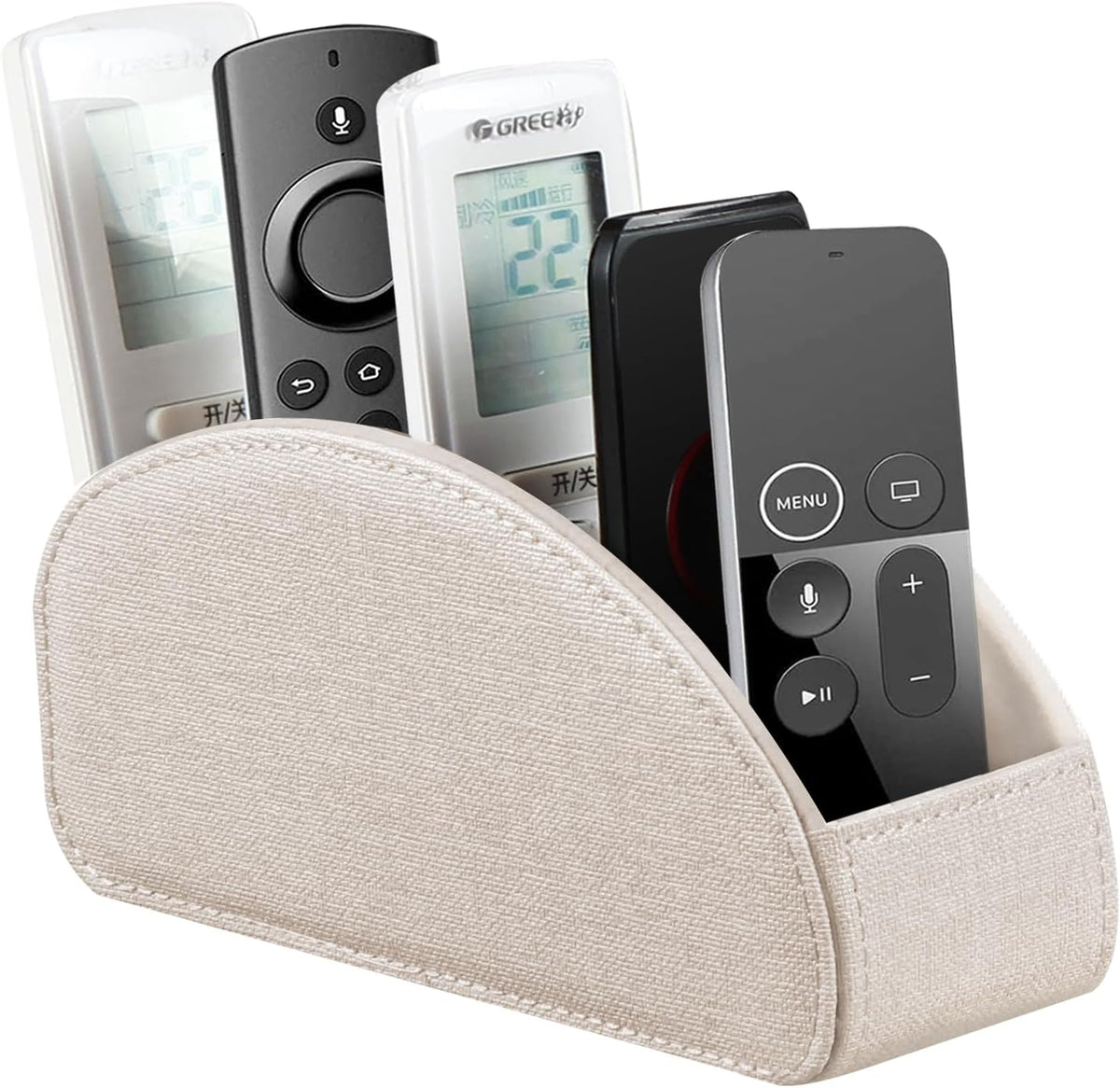 PU Leather TV Remote Control Holder/Caddy for Table with 5 Compartments by YAPISHI