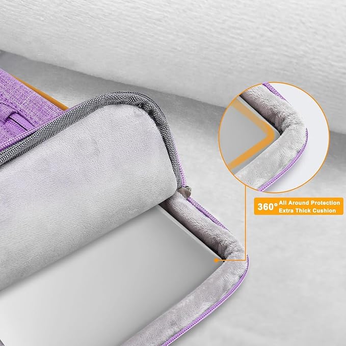 MOSISO 360 Protective Laptop Case 14 inch, 14 inch Laptop Sleeve | Compatible with HP Lenovo Dell ASUS Acer,HP Stream,Dell Latitude, Side Open Carrying Case with 4 Zipper Pockets, Lilac - Image 3