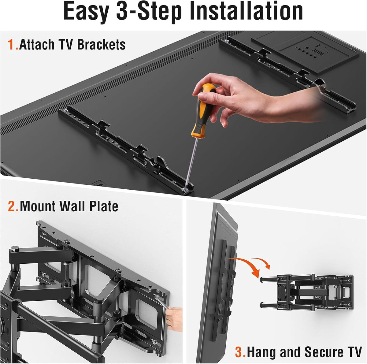 ELIVED Full Motion TV Wall Mount for Most 42"-82" TVs up to 110 lbs - Image 8
