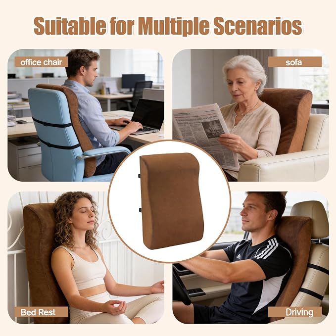 Recliner Neck and Lumbar Support Pillow, 2 in 1 Ergonomic Foam Cushion with Anti-Slip Backing & Adjustable Straps for Chair, Sofa, or Glider - Image 7