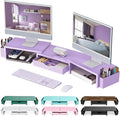 gianotter Dual Monitor Stand Riser With Drawer and 2 Pen Holders | Computer Monitor Stand Desk Organizer and Accessories Desk Shelf for Top of Desk (Purple) by gianotter
