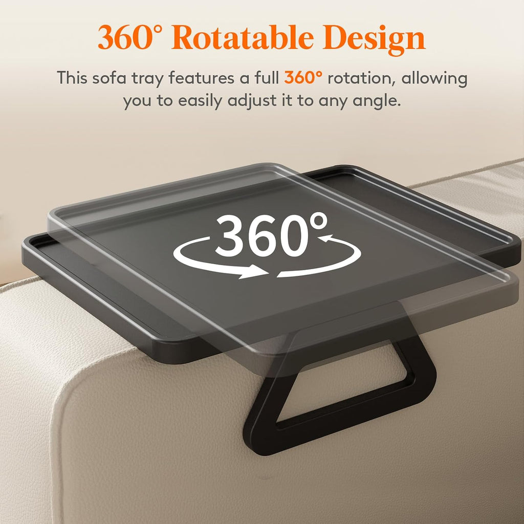 Lifewit Adjustable Couch Arm Tray, Plastic Rotating Sofa Armrest Tray Table - Image 5
