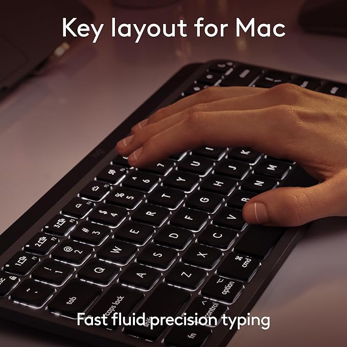 Logitech MX Keys Mini for Mac Minimalist Wireless Keyboard - Space Grey | Compact, Bluetooth, USB-C, tactile typing, compatible with MacBook Pro, MacBook Air, iMac, iPad - Image 2