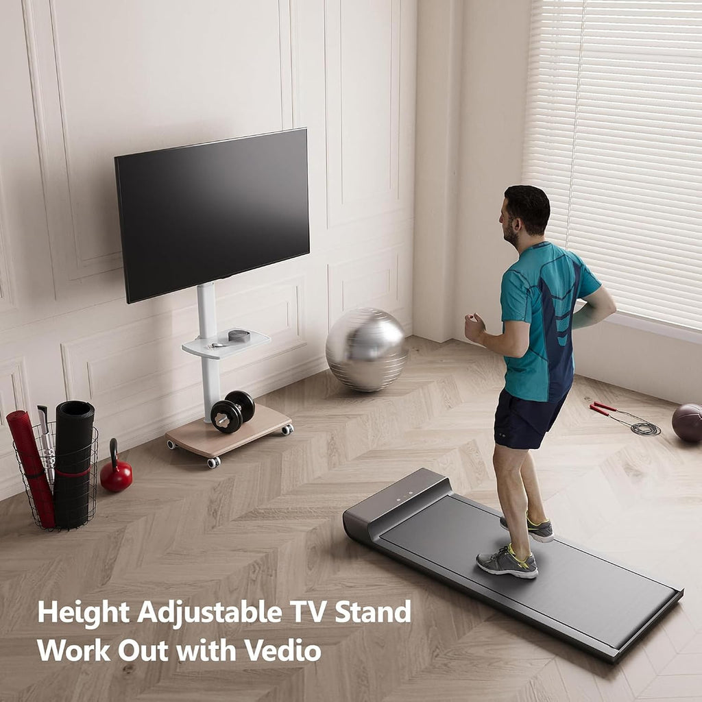 FITUEYES Rolling TV Stand for 32-75 Inch TVs with Swivel Mount, White - Image 3